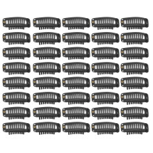 40pcs Wig Clip Set Stainless Steel DIY 9 Teeth Snap Comb Hair Extension Clips Accessories 1.3in Black