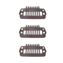 50pcs 8 Tips 8 Teeth Snap Comb Wig Clips Stainless Steel Snap Clips with Rubber Hair Grips for Hair Extension Wigs Dark Brown