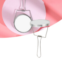 2 Sided Vanity Mirror 360 Degree Rotation Aluminum Frame Silver Vanity Mirror with Stainless Steel Stand for Office Dormitory