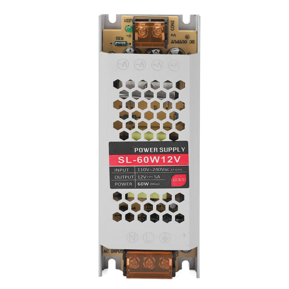 LED Power Supply Ultra Thin Strip Type Aluminum Alloy Housing Power Supply Transformer 12V 5A 60W