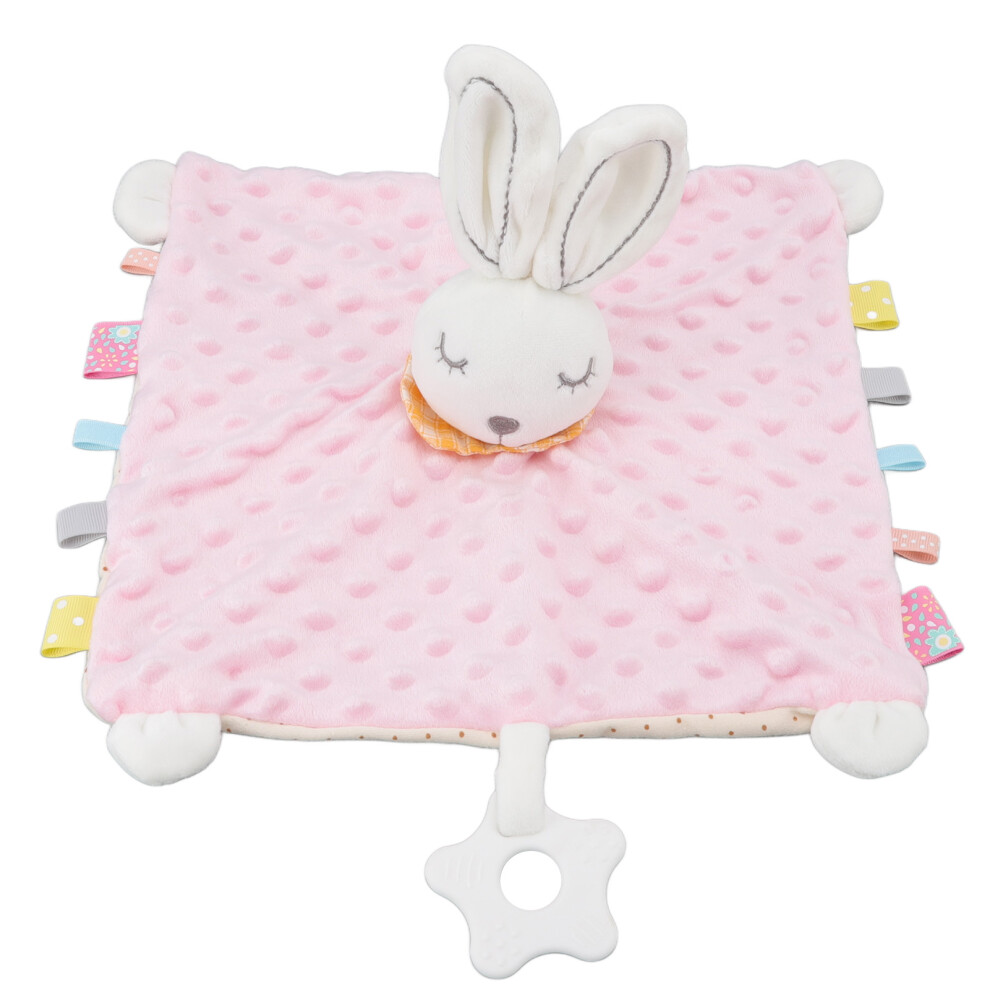 Baby Security Blanket Toxic Free Soft Cute Stuffed Rabbit Infant Nursery Towel Toy For Crib Baby Carriage Pink