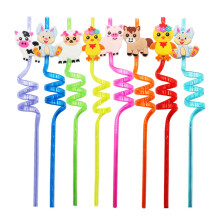 24 Stück Dschungel-Tier-Strohhalme, 26cm, zufällige Farbe