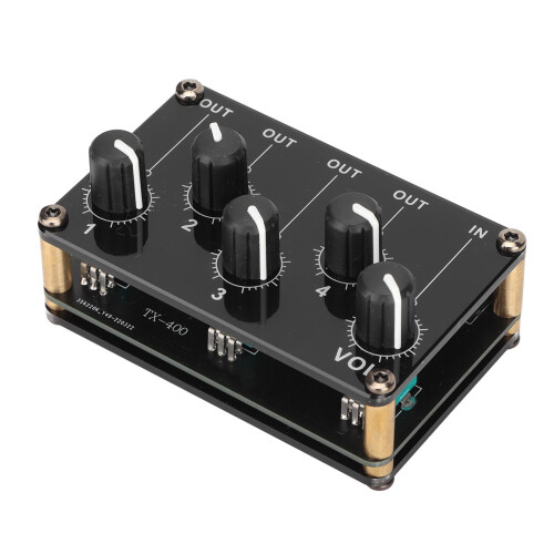 Mini 4-Kanal Stereo-Line-Mischer, ABS, Schwarz, Geringes Rauschen