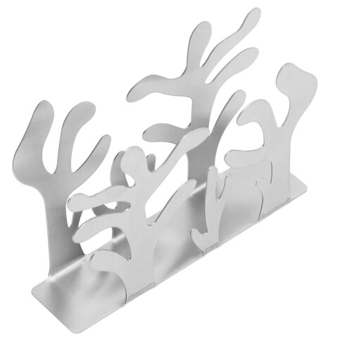 Porta Servilletas Coral Metal Vertical Plateado