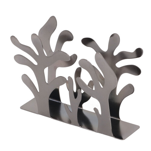 Porta servilletas coral - metal vertical, plateado/negro