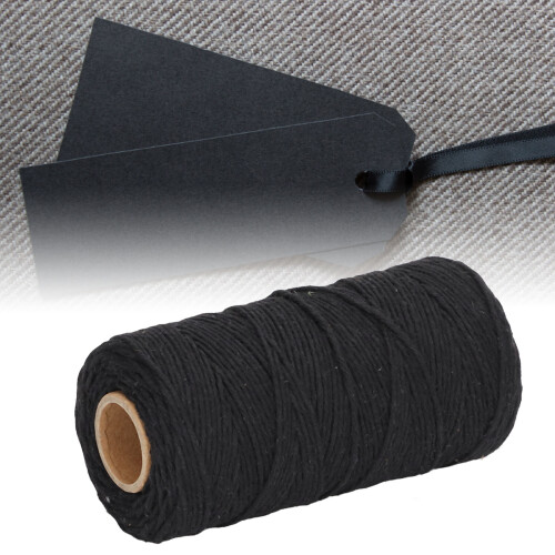 Cordón de macramé de algodón reciclado negro de 2 mm 1 pieza