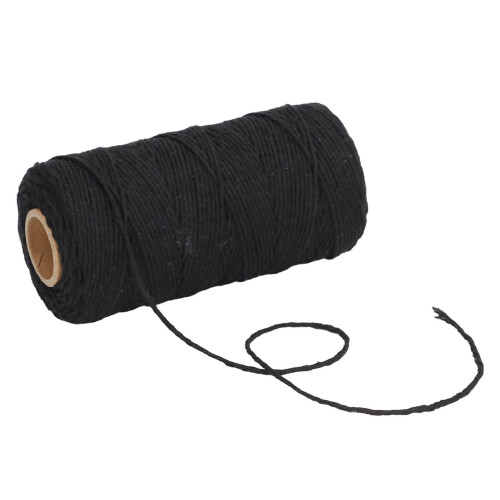 Cordón de macramé de algodón reciclado negro de 2 mm 1 pieza 1