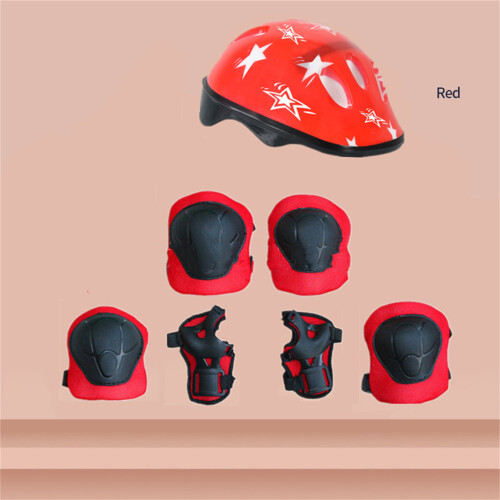 7-teiliges Kinder-Skateboard-Schutzset aus rotem PVC 2