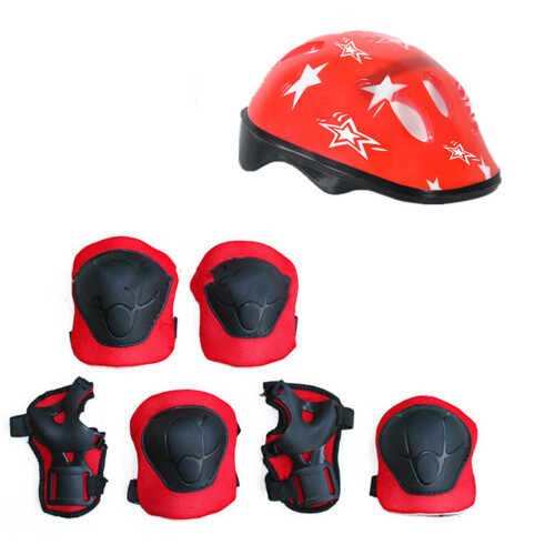 7-teiliges Kinder-Skateboard-Schutzset aus rotem PVC 1