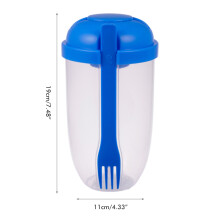 Envase para ensalada fresca 19x11x11cm taza para aderezo azul