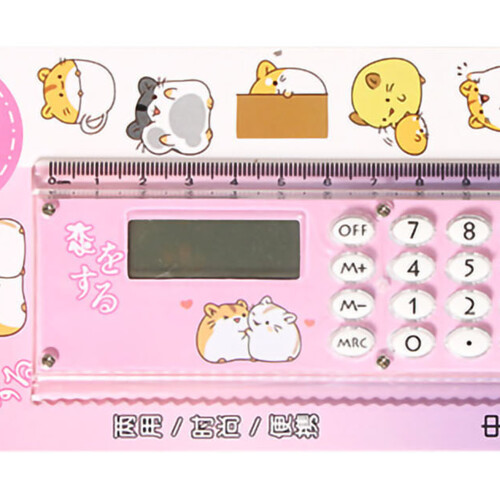 Calculadora Pequeña Regla Rosa Con Batería Externa 2