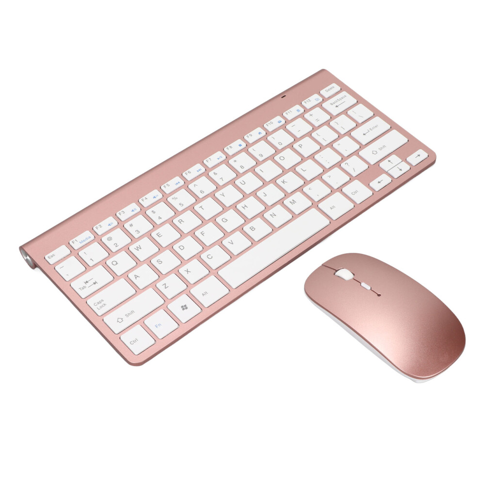 Keyboard Mouse Set 2.4G Wireless 78 Keys Usb Thin Etched Keycaps Ergonomics Mute Button Computer Keyboards Mouse Rose Gold 3581321353152