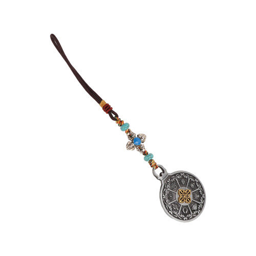Tibetischer Anhänger antik Bronze Spiegelschmuck