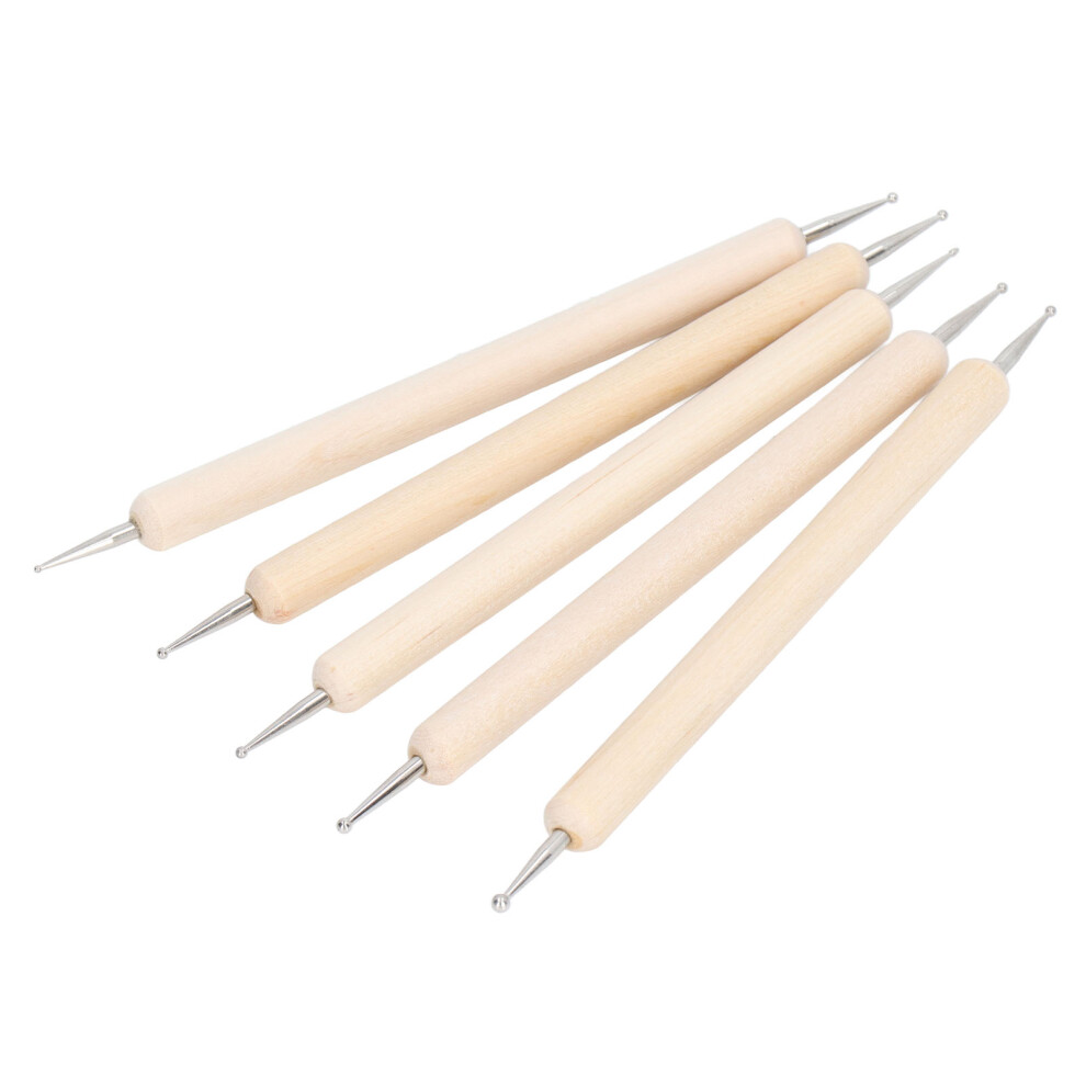 5Pcs Tracing Stylus Diy Making Wooden Handle Stainless Steel Double Head Ball Tip Embossing Stylus For Art Projects 5041321355184