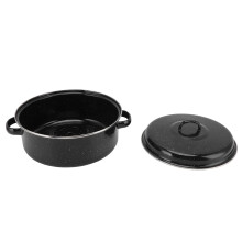 Roasting Pan Black Speckled Finish Household Non Stick BBQ Pot Roast Pan With Lid for Roasted Sweet Potatoes Chestnuts Iron Cover 26cm