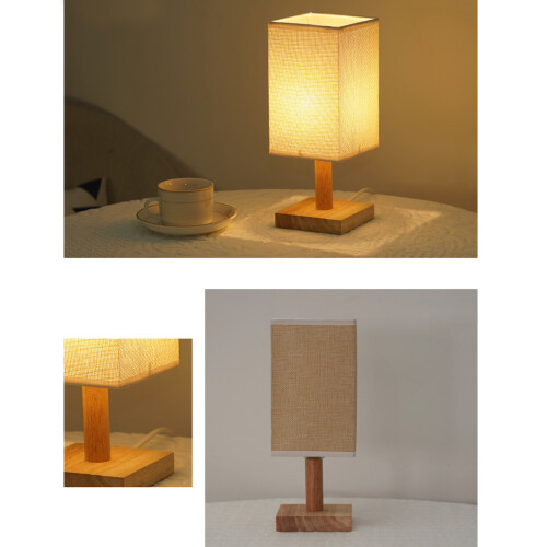 Bambusholz-Nachttischlampe USB 1000 g Beige/Gelb 1