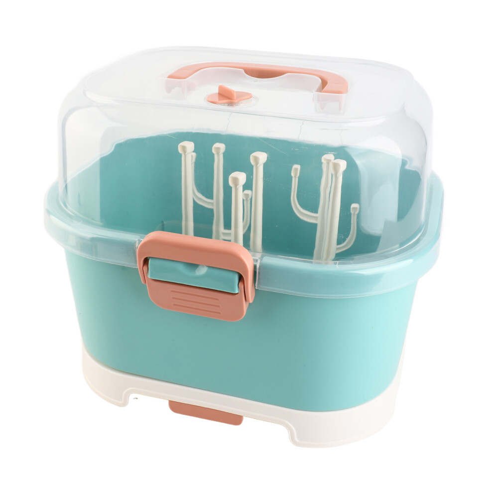 Nursing Bottle Storage Box Compact Household Dustproof Draining Thickened Plastic Baby Bottle Storage For Home Green