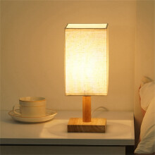 Beige/Weiß Nachttischlampe, 1 000 g, Bambusholz