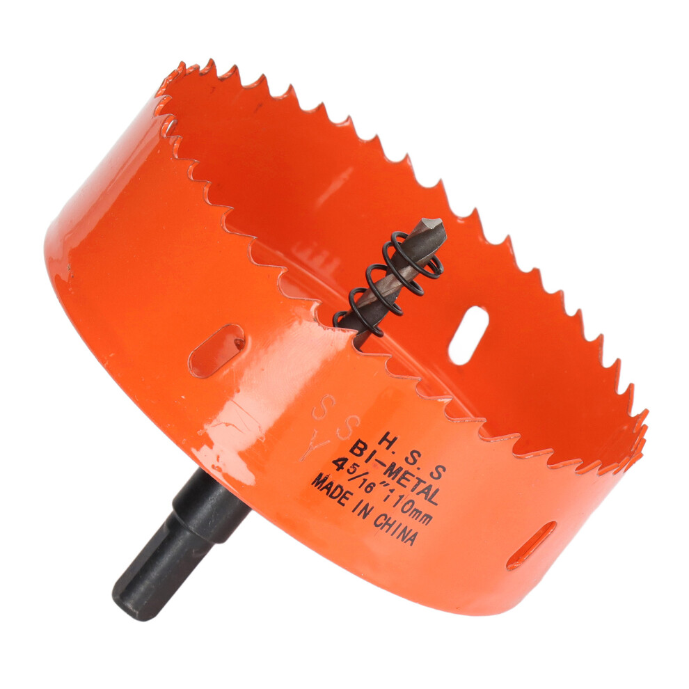 Bimetal Hole Saw Hss With Heavy Duty Arbor For Cornhole Boards Wood Pvc Metal Power Drill Parts 4 5/16In(110Mm) 5051321361139