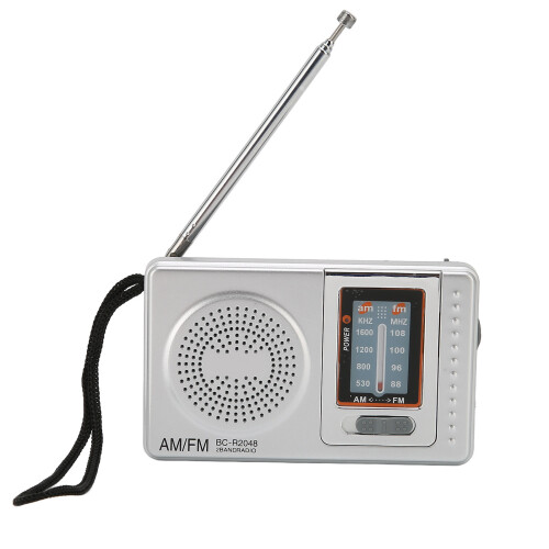 Radio DSP AM FM 9.5x6x2.2cm Plateado Gris 2xAA 1
