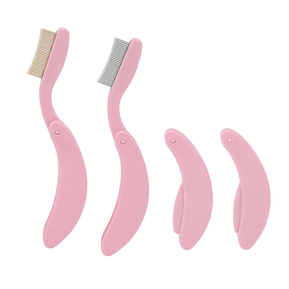 Eyebrow Grooming Comb Folding Stainless Steel Teeth Portable Eyelash Separator for Makeup 4pcs