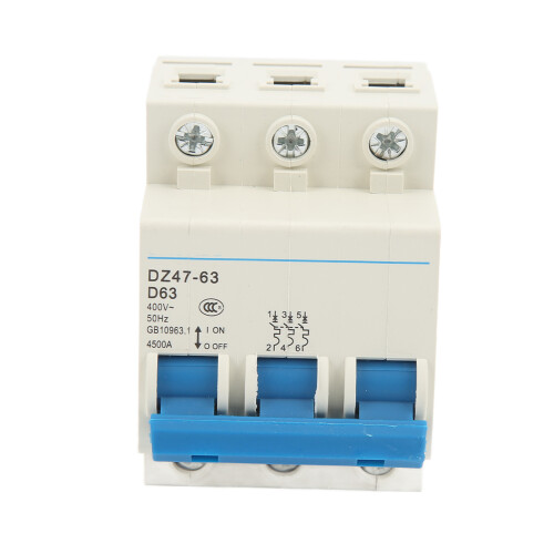 DZ47-63 C63 63A 400V 3P interruptor automático de carril DIN, 4500A 1