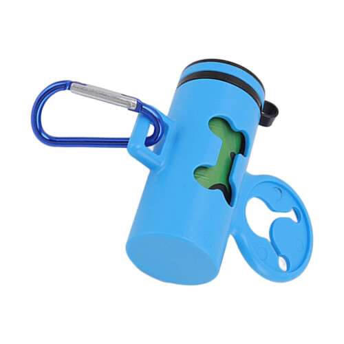 Dunkelblauer Kotbeutelspender mit Karabiner, 1 Rolle 2