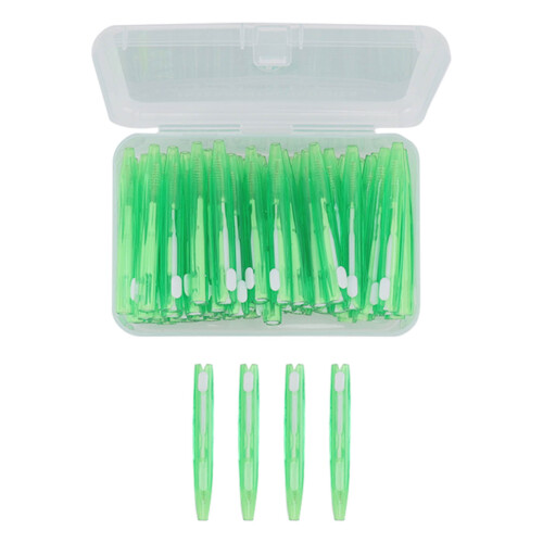 60 piezas de cepillos interdentales de 64 mm con mango de PP verde 1