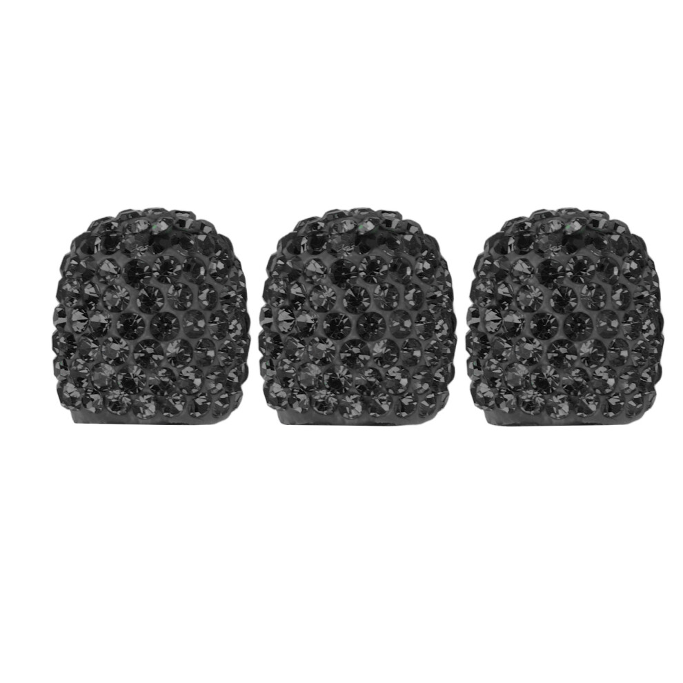 8Pcs Car Tire Valve Stem Cap Handmade Sparkling Rhinestone Attractive Universal For Modification Black 7631321373806