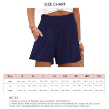 Shorts de poliéster azul oscuro 5XL fruncidos con bolsillo