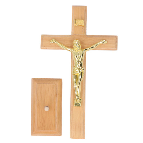 Kruzifix Tischkreuz 7,5  4  19,5 cm hellbraun 1