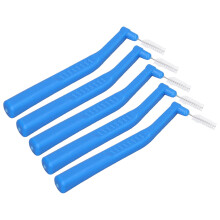 5 piezas de cepillos interdentales en forma de L, azules, para brackets