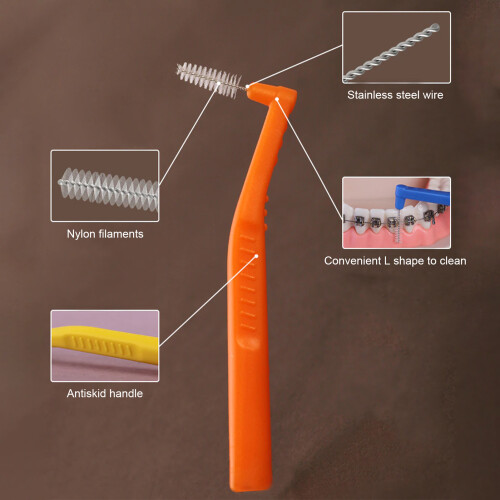 Cepillo interdental en forma de L 0.7oz rosa 5 piezas 2