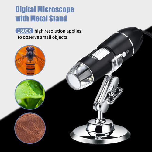 Microscopio digital USB 1600x 11.2x3.3 cm negro 1