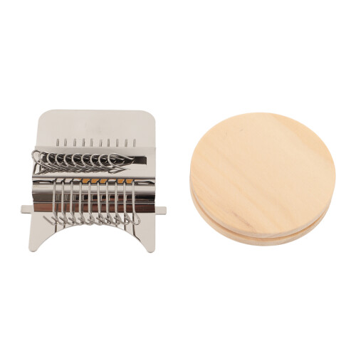 Mini-Stopf-Webrahmen, Edelstahl & Holz, 10 Haken 2