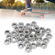 40 Stück Kohlenstoffstahl Skateboard-Truck-Muttern Silber