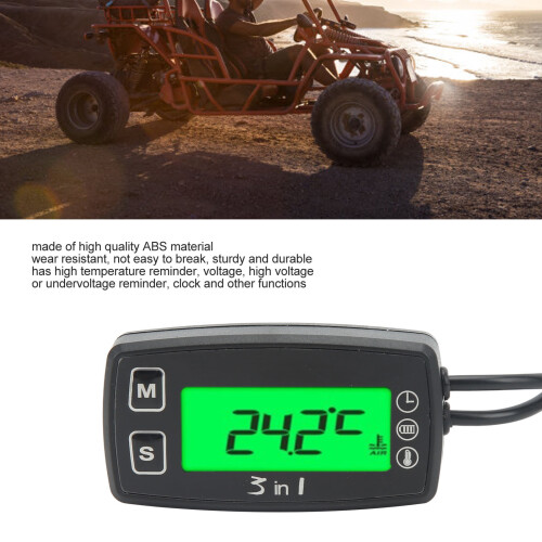 3in1 LCD-Uhr Voltmeter Temp IP67 ATV 210mAh 2