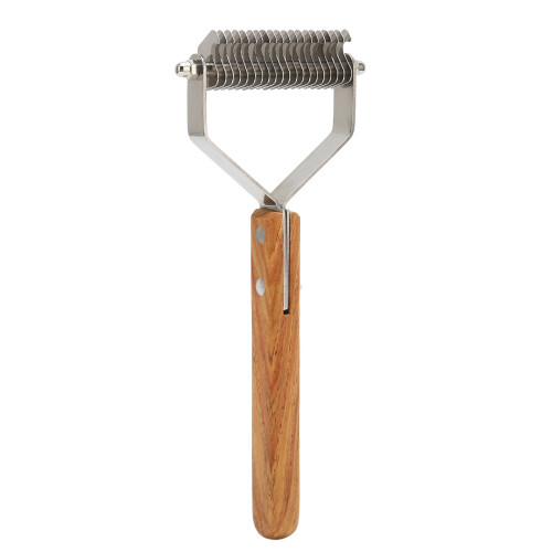 Rastrillo para subpelo de mascotas - Mango de madera, doble cara 1