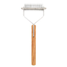 Rastrillo para subpelo de mascotas - Mango de madera, doble cara