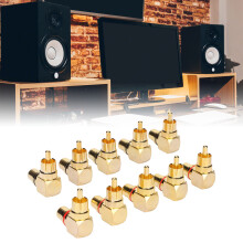 10 piezas RCA de ángulo recto M-F cobre dorado 90 L-Type