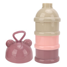 Dispensador de leche en polvo de 3 compartimentos 24x8x8 cm rosa claro