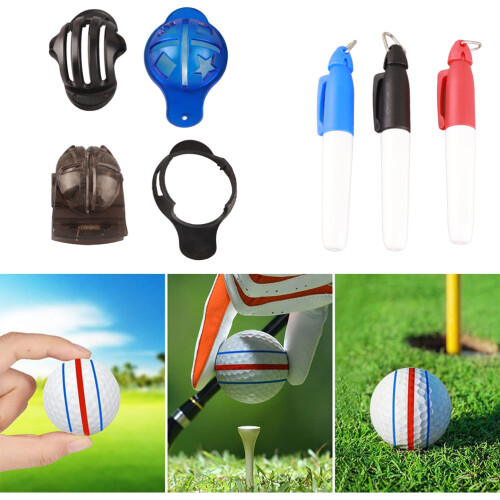 12 Stück Golfball-Markierungsset mit Linienvorlagen, Stiftoptionen