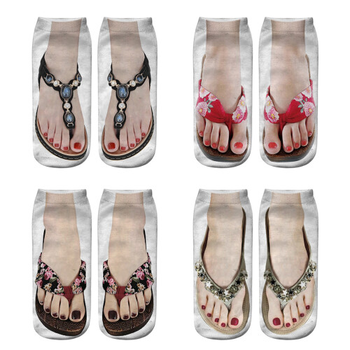 4 Paare 3D-Drucksocken eine Größe mehrfarbig 1