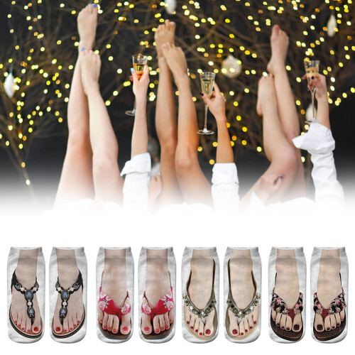 4 Paare 3D-Drucksocken eine Größe mehrfarbig 2