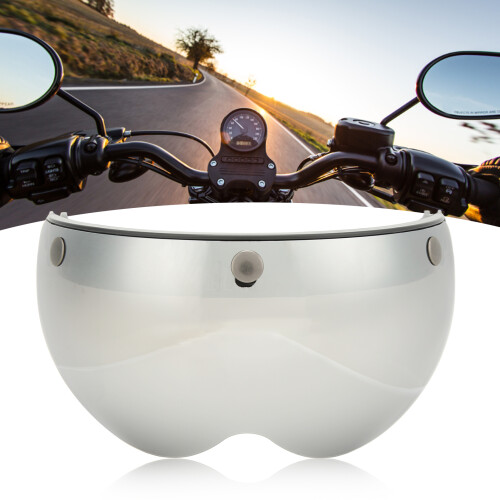 Helmet Visor Windproof Sandproof Retro Style Motorcycle Helmet Visor with Adjustable Buckle Silver