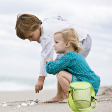 Kids Seashell Mesh Bag Tote Cylinder Shell Collecting Bags Beach Toy Bag with Zippers Adjustable Carrying Straps Treasure Sandboxes Net Bag