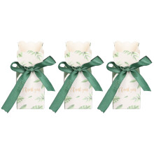 50 Sets Green Gift Boxes with Ribbon - Leaf Pattern Candy Boxes for Gift Packaging, Party Favors & Weddings