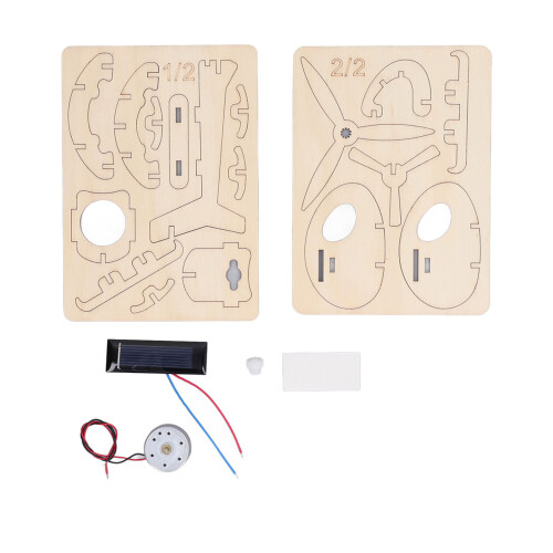 Kit de rompecabezas STEM de avión modelo de madera con energía solar 1