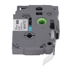 TZC231 12 mm x 8 m Schwarz auf Weiß Etikettenband