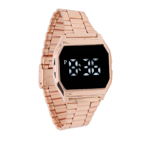 8086 210 mAh Reloj LED de oro rosa, esfera de 3,5 cm